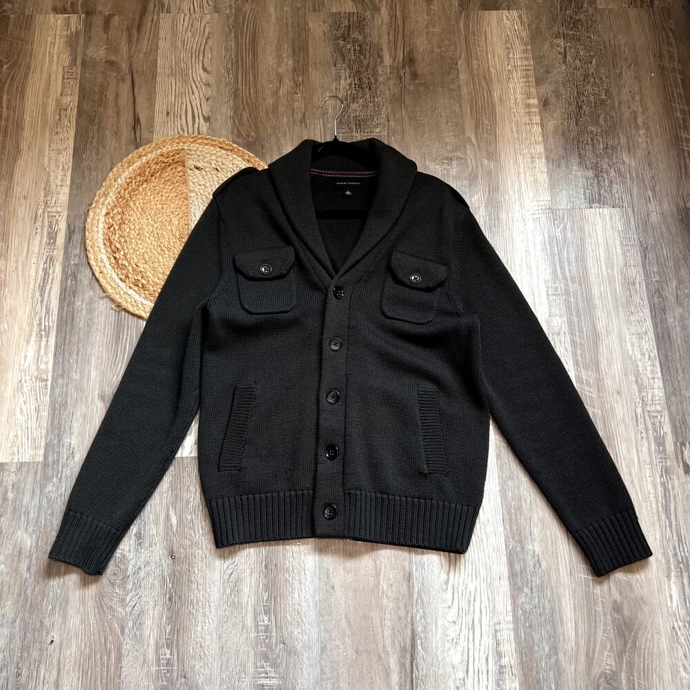 BANANA REPUBLIC Wool Knit Military-style Shawl Collar Mens Cardigan